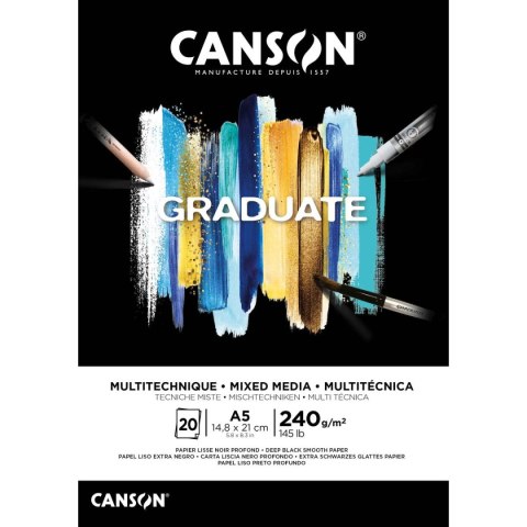 Blok artystyczny Graduate Mix-Media czarny A5 240g 20k Canson (31250P019)
