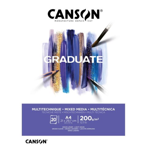 Blok rysunkowy Mix Media Graduate A4 biały 200g 20k Canson (400110377)