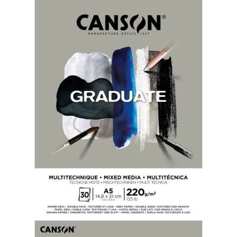Blok rysunkowy Mix Media Graduate A5 220g 20k Canson (400110370)