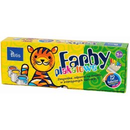 Farby plakatowe kolor: różne 20ml 12 kolor. Tetis (KF001-D)