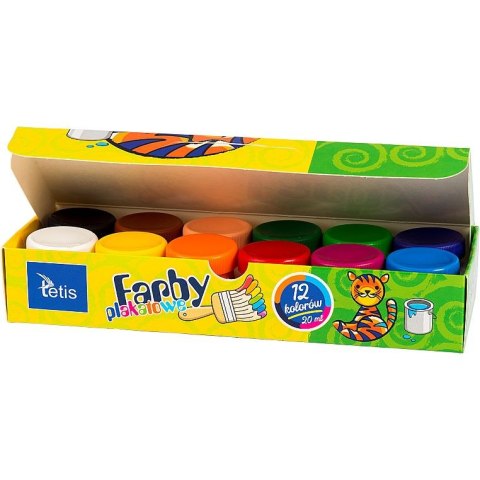 Farby plakatowe kolor: różne 20ml 12 kolor. Tetis (KF001-D)