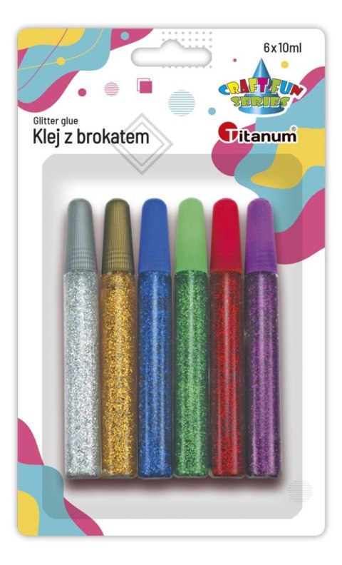 Klej w płynie Craft-Fun Series z brokatem 6 kolorów 10ml Titanum