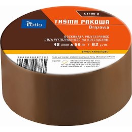 Taśma pakowa 48x50 [mm x m] brązowy Tetis (GT100-B)