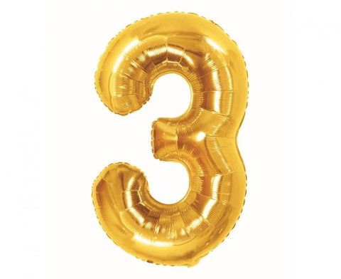 Balon foliowy Cyfra 3, Royal gold, 85 cm Godan (BC-HRG3)