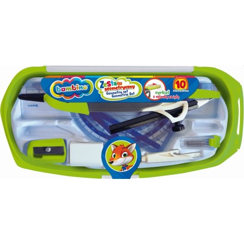 Komplet geometryczny z cyrklem 10 el 10 el. Bambino (5903235649752)