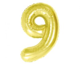 Balon foliowy Cyfra 9, Light gold, 85 cm Godan (BC-HLG9)