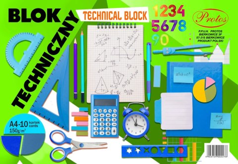 Blok techniczny A4 biały 10k Protos