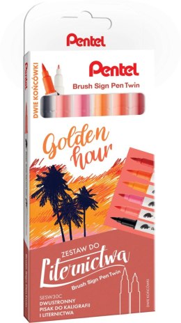 Flamaster Pisak BRUSH GOLDEN HOUR 6 szt 6 kol. Pentel (SESW30C-ST6 GHPL)