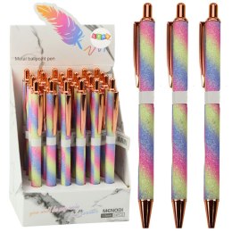 Długopis Metalowy Automatyczny Brokatowy wkład niebieski 1,0mm Lean (21561)