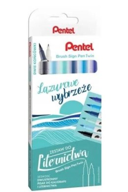 Flamaster Pisak BRUSH LAZUROWE WYBRZEŻE 6 szt 6 kol. Pentel (SESW30C-ST6 LWPL)