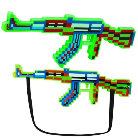 Karabin Pikselowy Broń Światła Dźwięki Zielony 39cm Lean (28826)