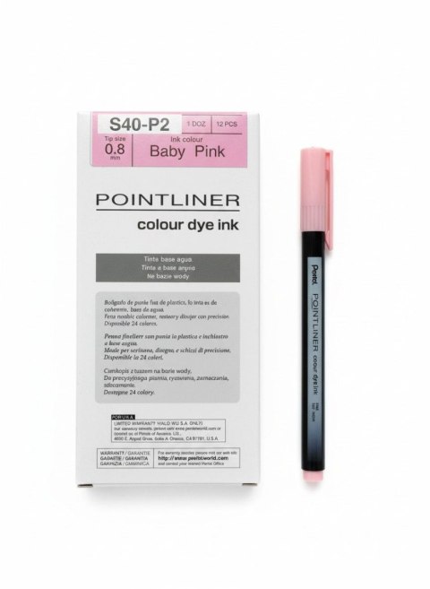Cienkopis kreślarski POINTLINER BABY PINK 0,4mm 1kol. Pentel (S40-P2)
