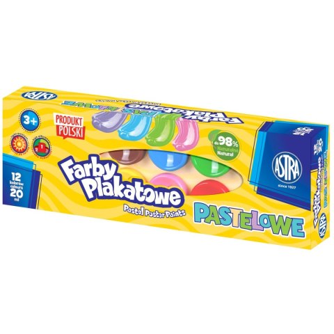 Farby plakatowe pastelowe kolor: mix 20ml 12 kolor. Astra (301121003)