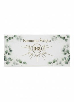 Kartka składana Koperta KOMUNIA KIELICH Z EUKALIPTUSEM Henry (590570148657)