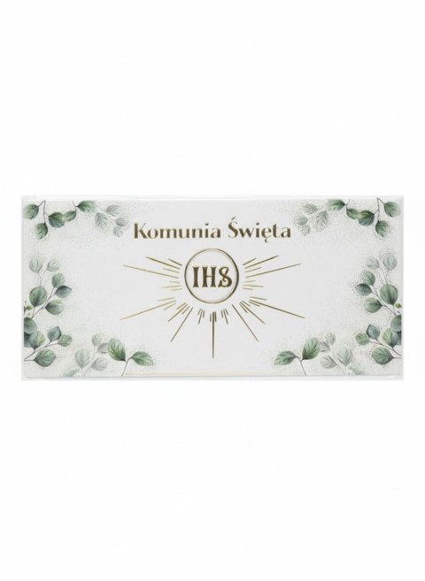 Kartka składana Koperta KOMUNIA KIELICH Z EUKALIPTUSEM Henry (590570148657)