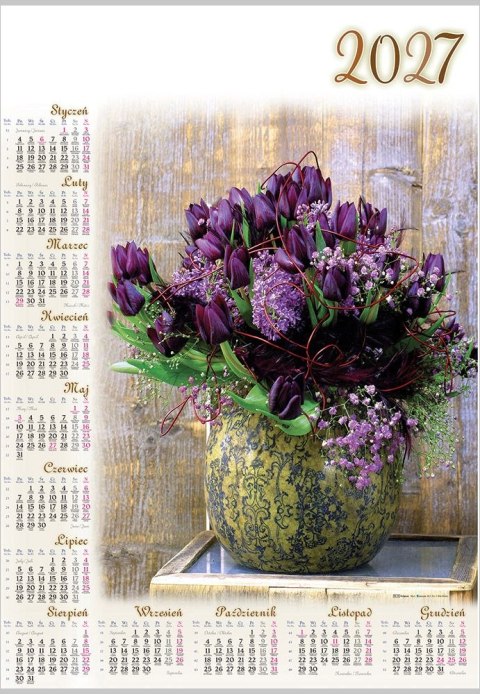 Kalendarz ścienny TULIPANY plakatowy 607mm x 880mm Lucrum (PL14)