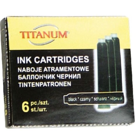 Naboje atramentowe Titanum do piór wiecznych czarne 6 szt.