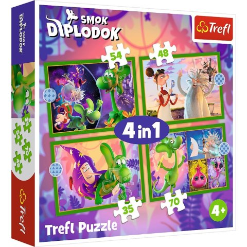 Puzzle Świat Smoka Diplodoka 4w1 el. Trefl (34663)
