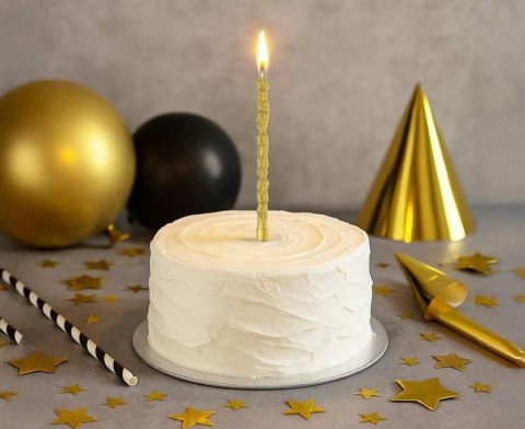 Świeczka urodzinowa z napisem Happy Birthday, złota, 11,5 cm, 1 szt Godan (BH-SUHB)