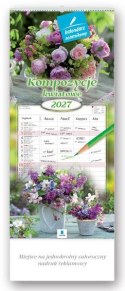 Kalendarz ścienny notatnikowy 2027 kompozycje kwiatowe 220mm x 470mm Lucrum (WN02)