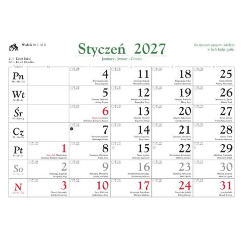 Kalendarz ścienny RODZINNY Pejzaże Polski 13-KARTKOWY 280mm x 200mm Lucrum (WL3)
