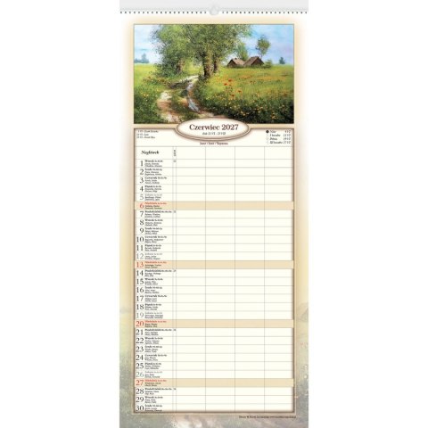 Kalendarz ścienny notatnikowy 2027 IMPRESJE POLSKIE 220mm x 490mm Lucrum (WN01)