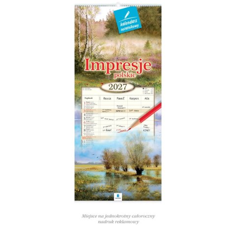 Kalendarz ścienny notatnikowy 2027 IMPRESJE POLSKIE 220mm x 490mm Lucrum (WN01)