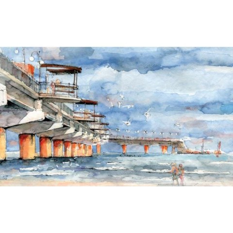 Kalendarz ścienny notatnikowy 2027 aKWARELE Z POLSKI 220mm x 490mm Lucrum (WN04)