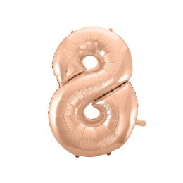 Balon foliowy różowo-złoty cyfra 8 45 cali 45cal Godan (hs-c45rz8)