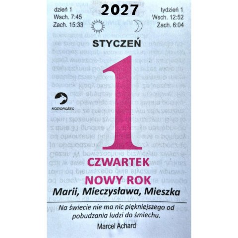 Kalendarz ścienny zdzierak 70mm x 100mm Beskidy