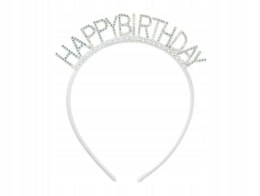 Opaska Happy Birthday srebrna Partydeco (OP68-008)